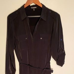 Express black button down shirt dress